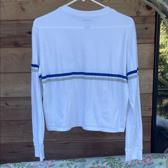 Dodgers Tailgate White Long Sleeve Dodgers Shirt/ Blue Gray Stripes Sz Sm Nice - Picture 5 of 8